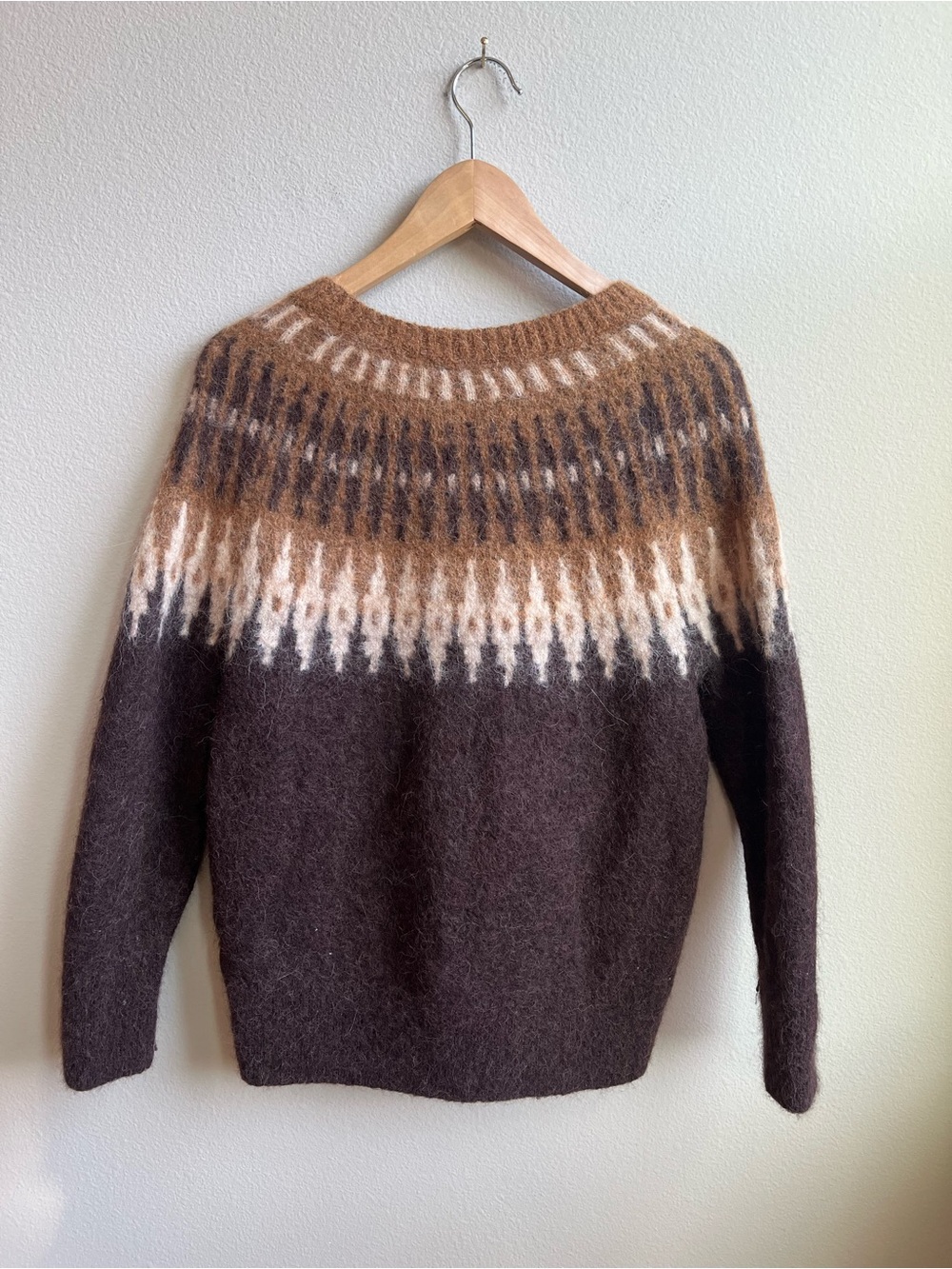 Banana Republic Fair Isle Alpaca Blend Burnt Umber Crewneck Sweater • M • EUC - Picture 4 of 8